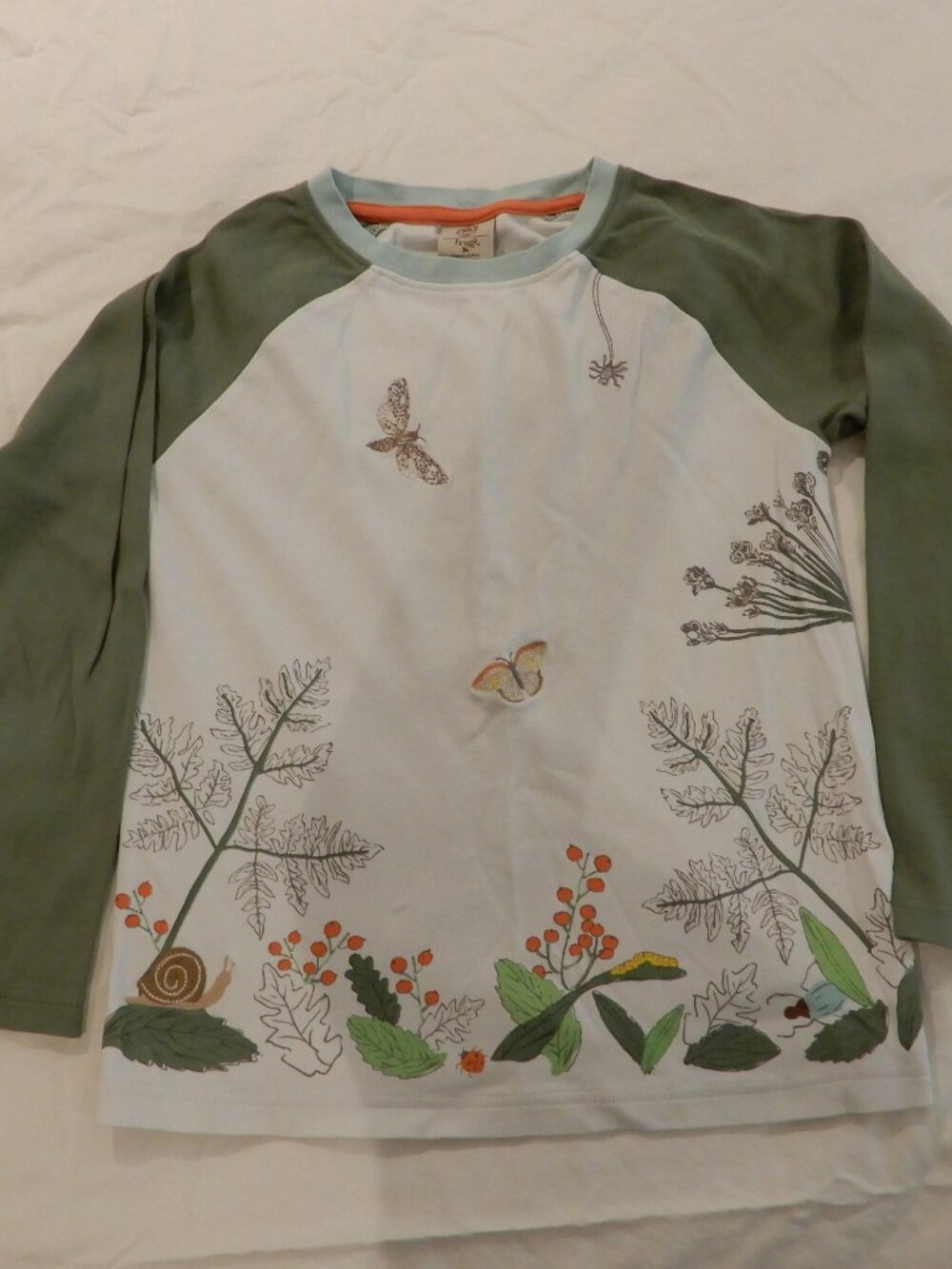 Frugi Girl's Organic Cotton Nature Themed Long Sleeved Top Size 9/10 Years